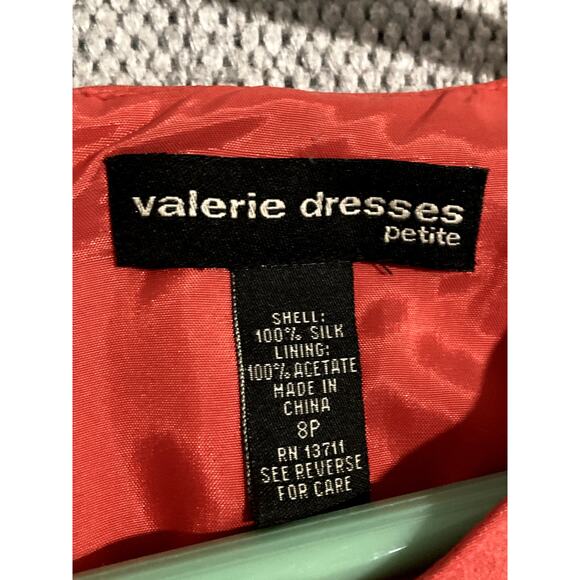 Valerie Dresses Petite Pencil Silk Dress Women's 8 Petite Coral Sleeveless Midi - Picture 5 of 9